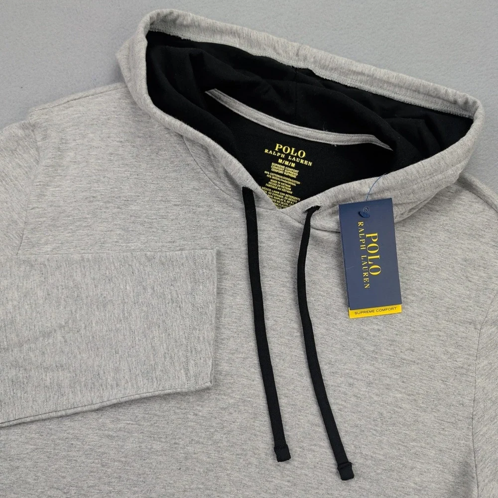 Polo Ralph Lauren Hoodie Mens Medium Gray Supreme Comfort Lightweight Pullover